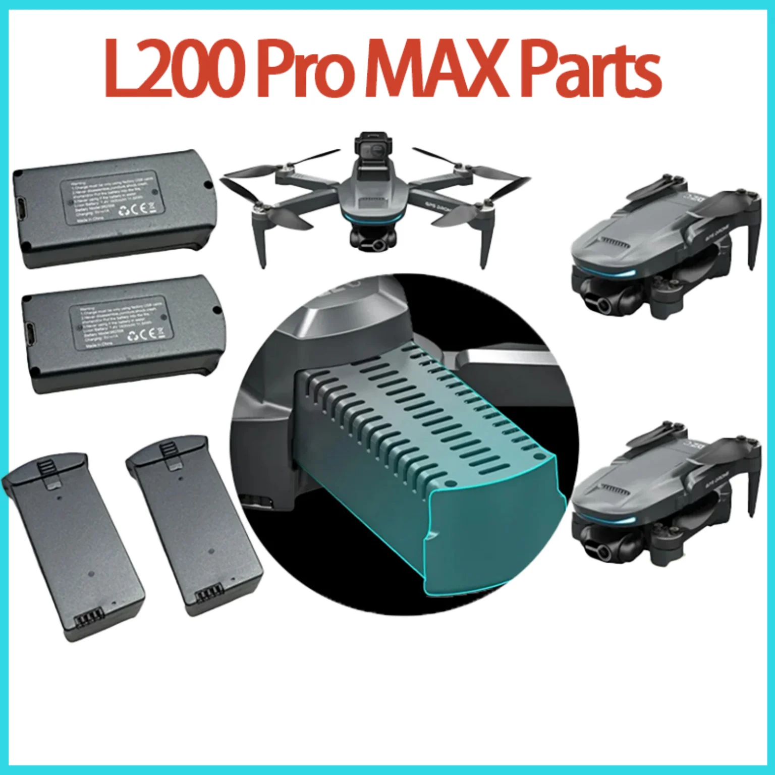 Vanta LYZRC L200 Pro MAX 4K Power Core, Batería de 7.4V 1600mAh, Accesorio de Repuesto Personalizado para Dron L200 Pro MAX