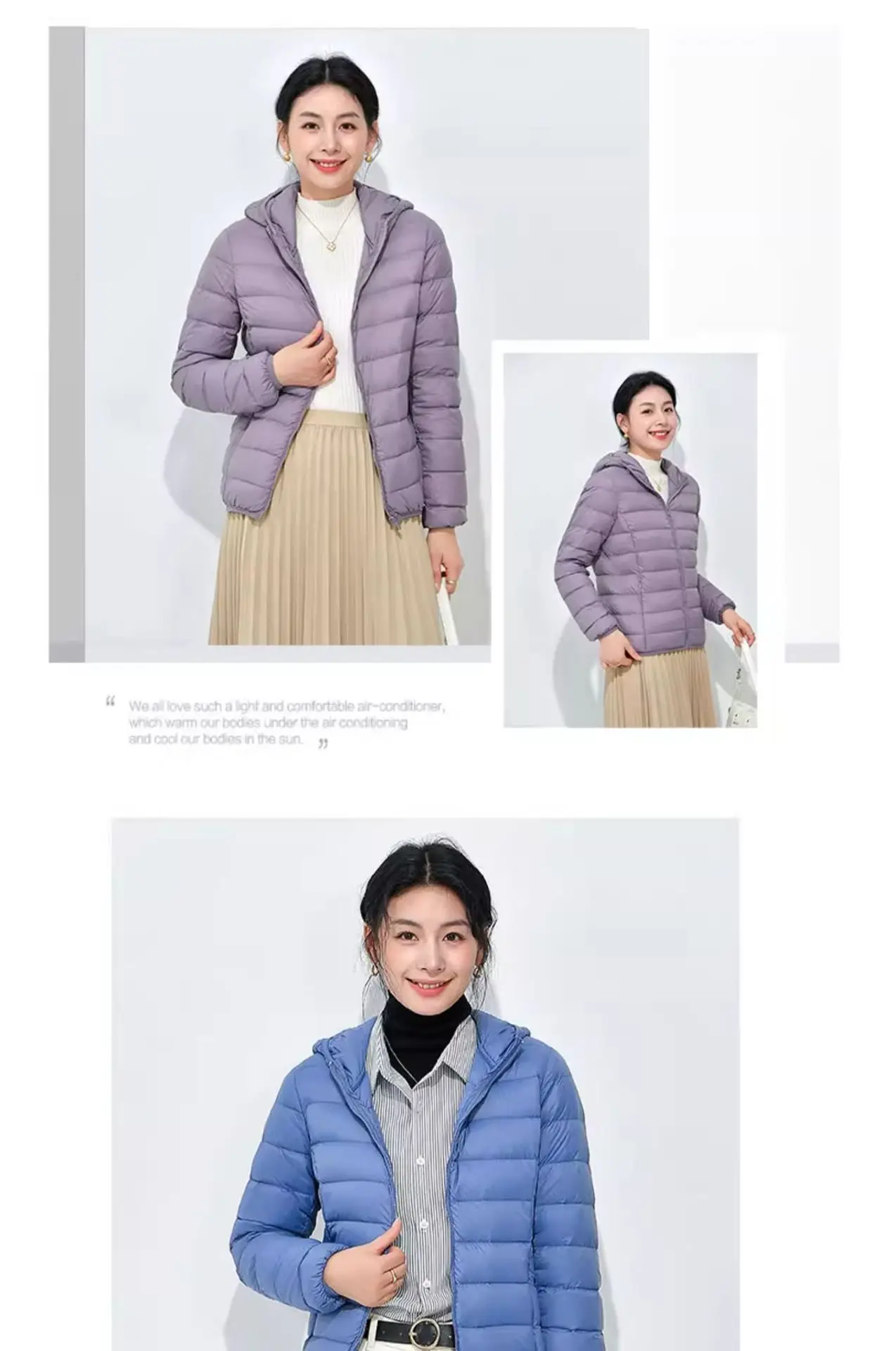 Women's Lightweight Casual Hooded Down Jacket Autumn Winter Minimalist Short Down Coats Female Solid Color Zipper Warm Outerwear