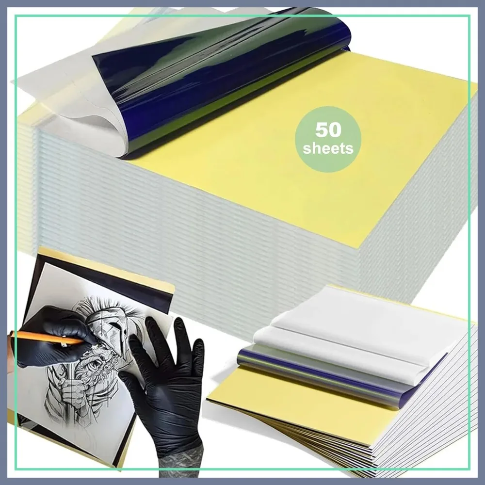 

50 Sheets A4 Tattoo Transfer Paper – 4-Layer Stencil for Professional & DIY Practice