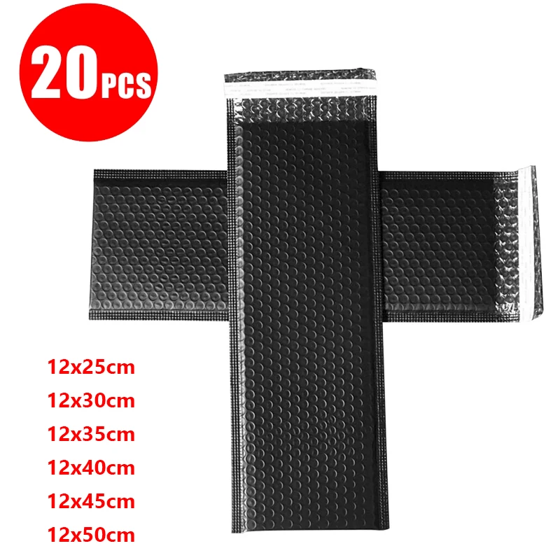 

20pcs Long Black Bubble Mailer Matte Bubble Packaging Envelope Padded Envelope Postal Bag for Long Packaging Bubble Envelope
