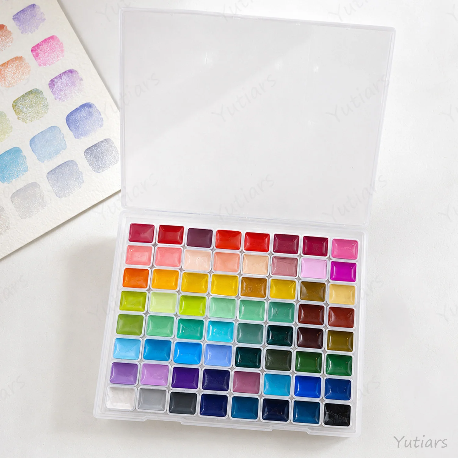 64 Colors Pearl Watercolor Paint Set, Solid Shimmer Pigment Palette for Art, Journaling, DIY Crafts, Illustration and Projects