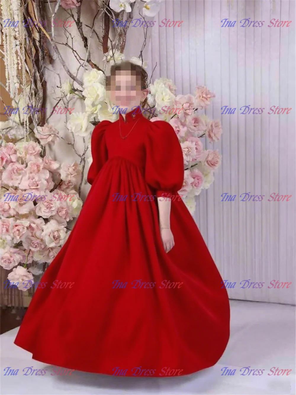 First Communion Gowns Flower Girls Dress Pink Bow White Formal Gowns Tulle Lace Kids Birthday Party Wedding Dresses