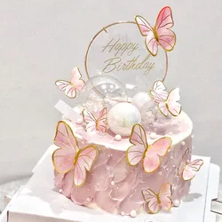 Butterfly Cake Topper Princess Girl Wedding Happy Birthday Party Decor Kids Adult Cake Decor Dessert Cake Decor Baby Shower