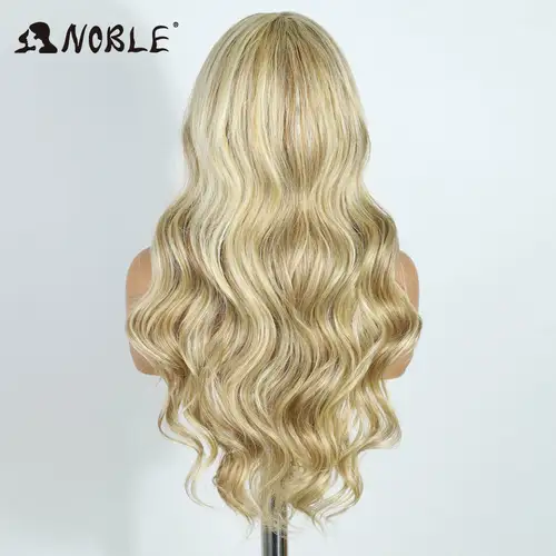 Noble 24Inch Synthetic Lace Front Wig Blonde Ombre Body Wave Hot Sale Fast Shipping Heat Resistant Glueless Wig for Women Daily - Image 5