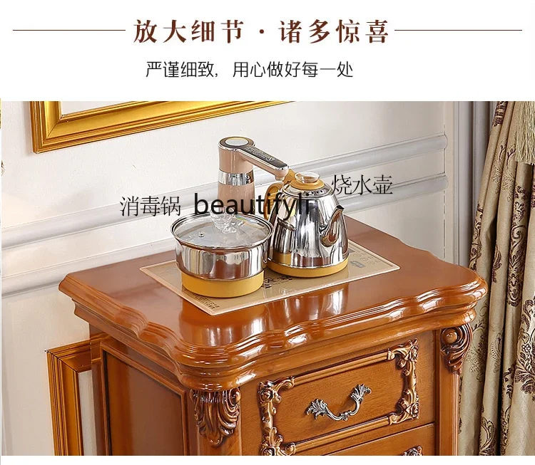 Solid Wood Small Tea Cabinet Sideboard Cabinet Living Room Intelligent Tea Machine Kung Fu Coffee Table Storage Water Dispenser