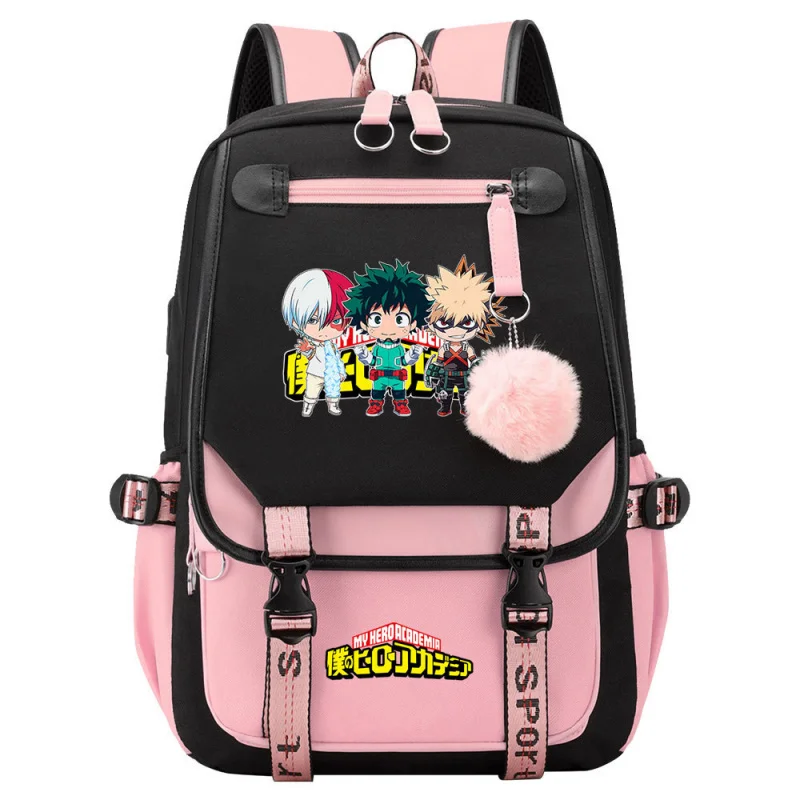 

Sun Man My Hero AcademiaUSBМолодежный школьный рюкзак для мужчин и женщин, повседневный флип-рюкзак с лентой