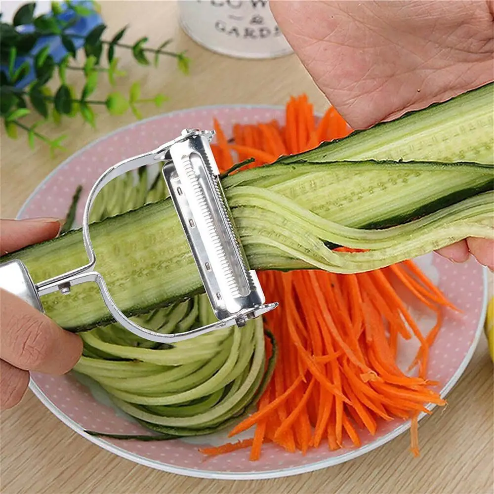 Stainless Steel Vegetable Fruit Peeler Double-Head Kitchen Accessory Melon Planer Multiple-Function Grater Household