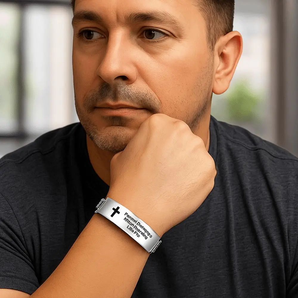 Pulseira de aço inoxidável/pvc com citações inspiradoras, pulseira ajustável para versículo da bíblia, pulseira cristã de prata