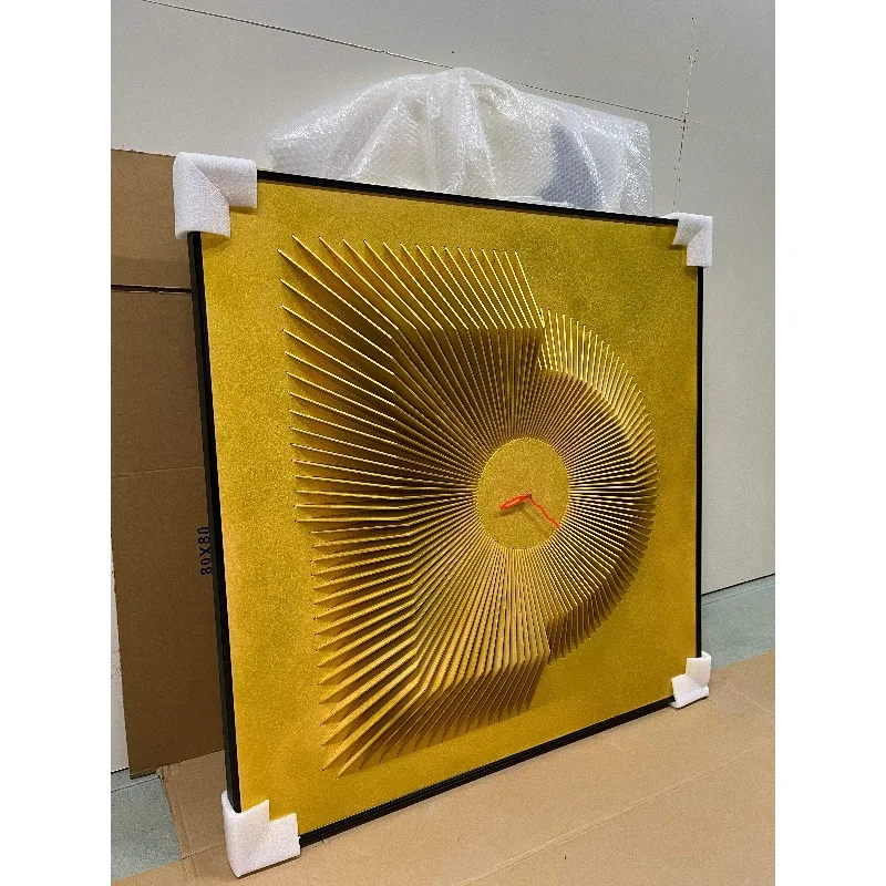 Golden Sun Pattern Art Deco Wall Clock Abstract Layered Plastic Clock
