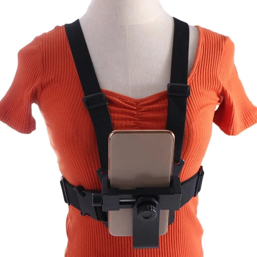 Adjustable Phone Chest Harness Holder Release of Hands Strong Stability Chest Strap Fixation Bracket Elastic Anti-slip
