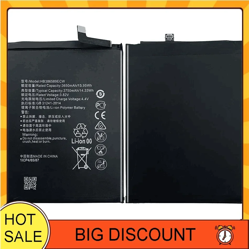 3750mAh HB386589ECW Replacement Battery For Huawei P10 Plus P10Plus For Honor 8X Honor8X View 10 View10 V10 BKL-L09 BKL-AL20