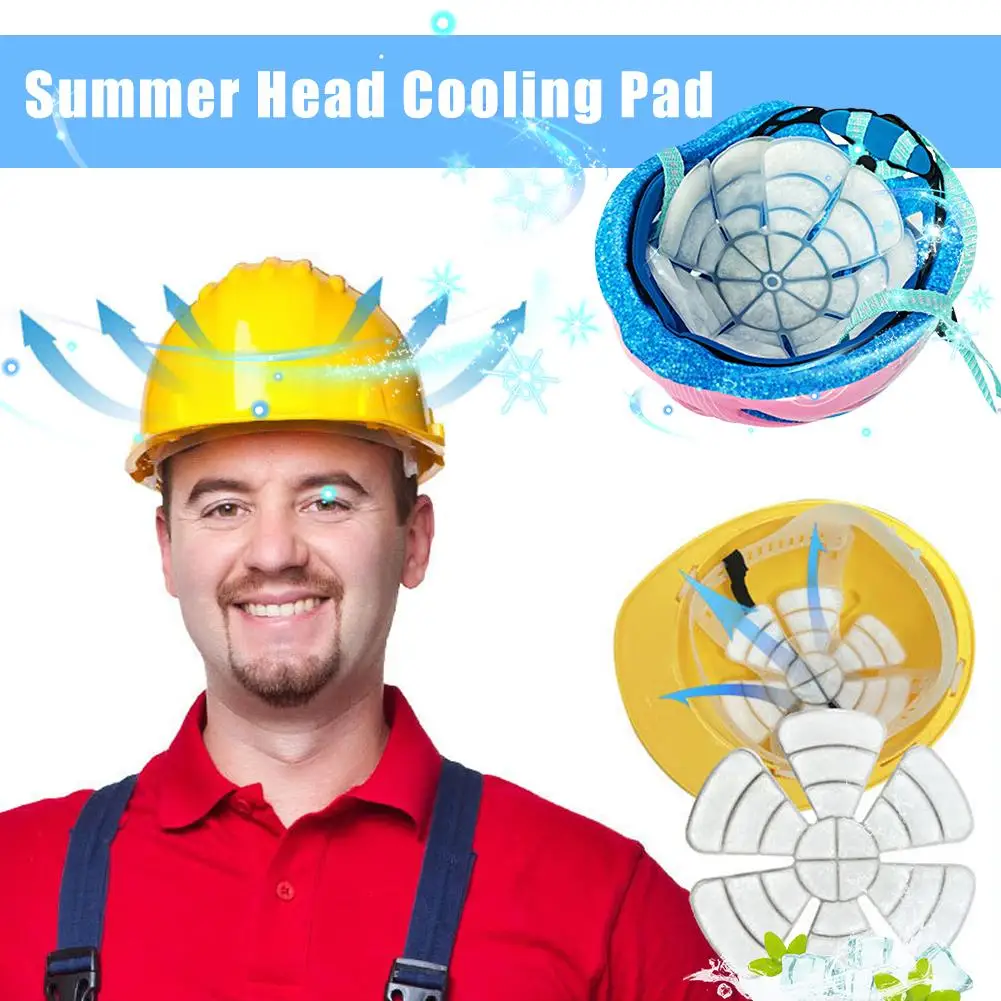 Reusable PCM Instant Cooling Hard Hat Liner Pad Breathable Sweat Wicking Ice Mat, Physical Sun Protection Head Cool Insert