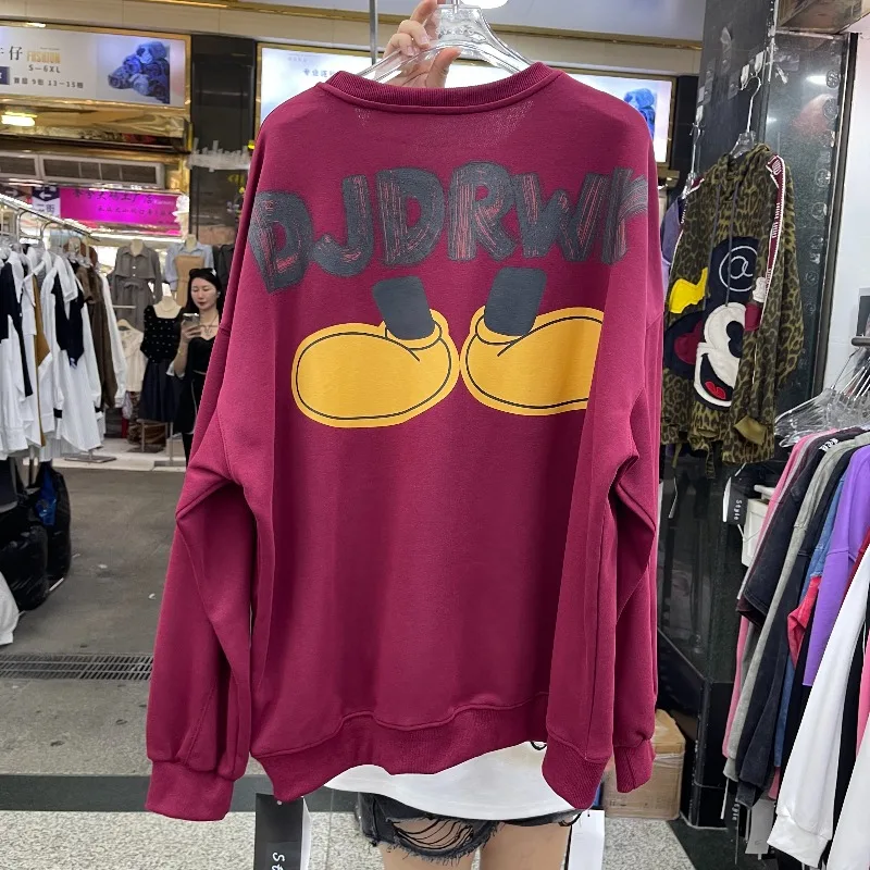 Beautiful Sequin Print Cartoon O-Neck Sweatshirt Ladies Loose Fashion Long Sleeves Top 2025 Autumn New Pullover Sudaderas Mujer