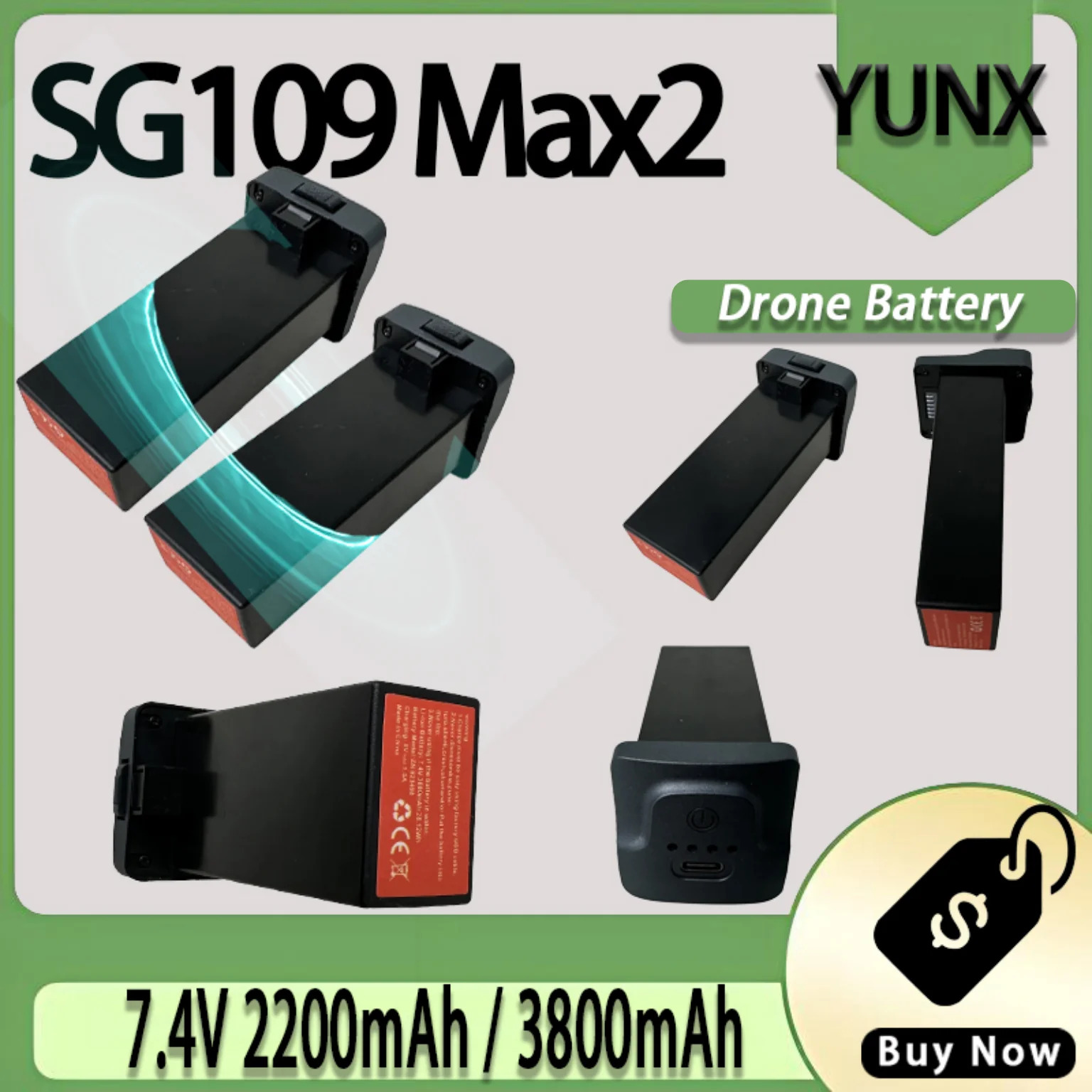 Elite SG109 Max2 Power Core, 7,4V 3800mAh/2200mAh Lithium-Akku, Original-Energieeinheit vom Hersteller für 8K GPS Aerial Quad