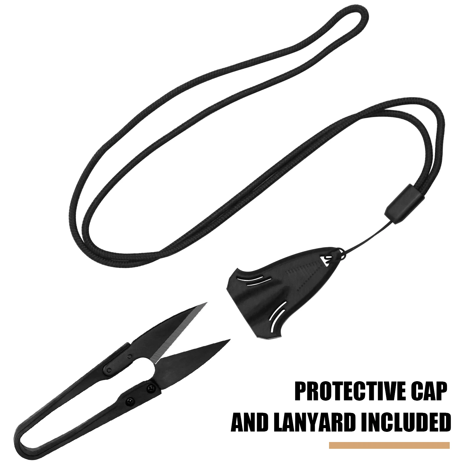 2pcs U Shaped Sewing with Safety Cover & Lanyard Thread Cutter Yarn Shears Ceramic Blade Craft Scissor for Cross-stitch Crafting