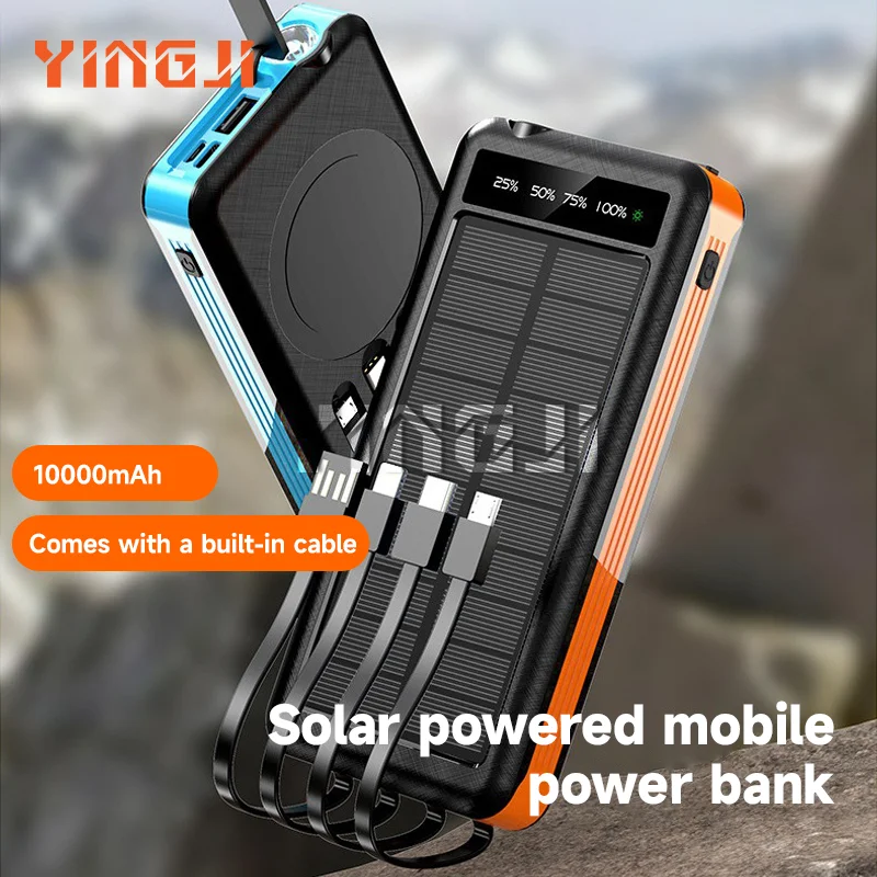 

Top selling solar power bank with 10000mAh built-in wireless charging and portable waterproof outdoor power supply