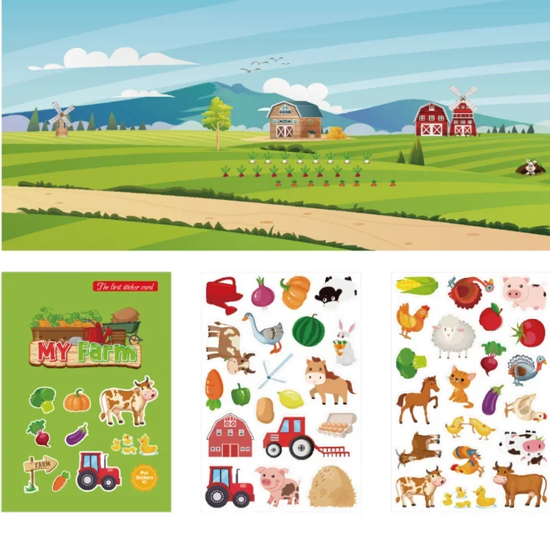 Puzzle Autocollant de Scène Montessori pour Enfant, Bricolage Manuel, Nettoyage Réutilisable, Dessin Animé, Animal, ApprentiCumbria, Jouets, Cadeau