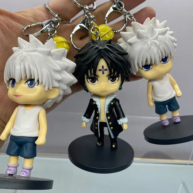 1 pçs estilo aleatório anime hunterxhunter killua gon figura de ação pvc modelo estátua mochila pingente chaveiro brinquedos boneca presentes