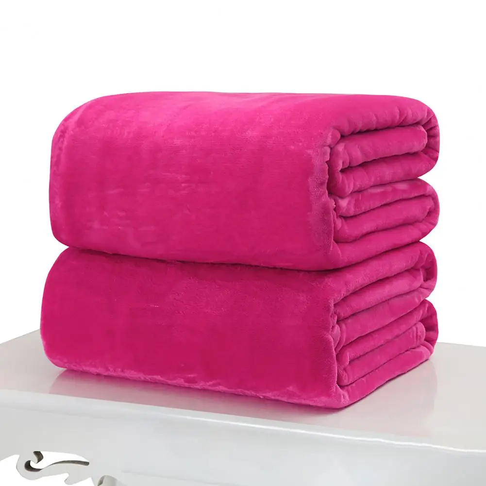 Solid Color  Durable Winter Soft Warm Flannel Blanket Rectangle Warm Blanket Double Side   for Office