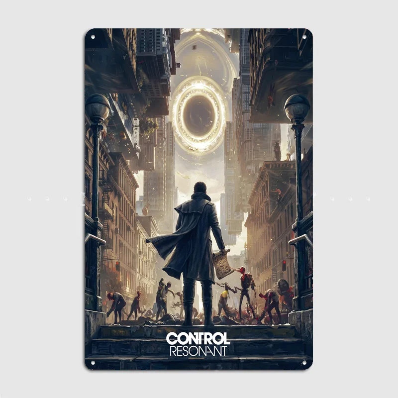 Control Resonant Post-Apocalyptic City Scene Metal Posters Sign Bar Club Custom Bedroom Indoor Wall Room Decoration Home Decor