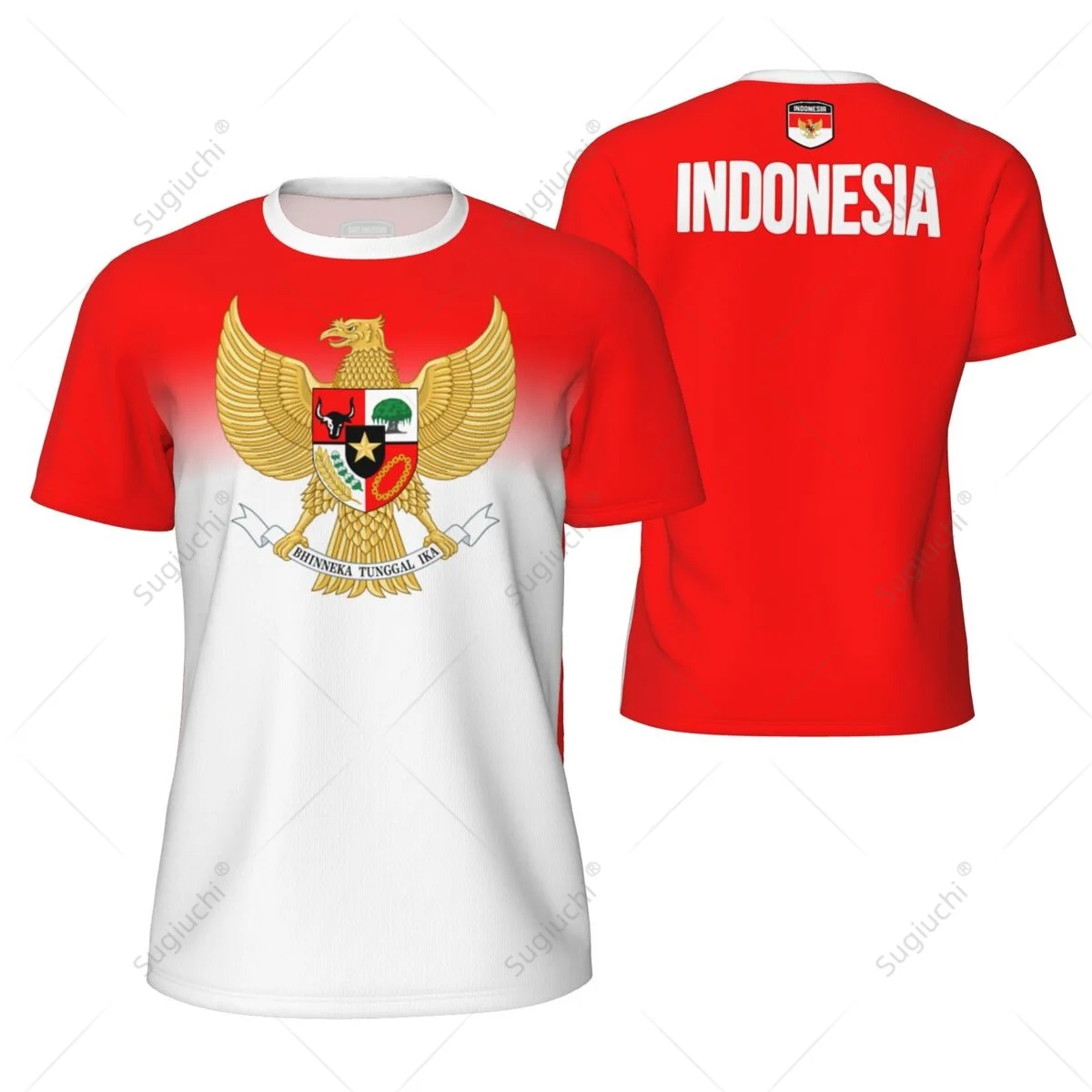 Sportowa koszulka z siateczki Flaga Indonezji do biegania Rower Piłka nożna Tenis Piłka nożna Fitness Koszulki z nadrukiem 3D na zamówienie