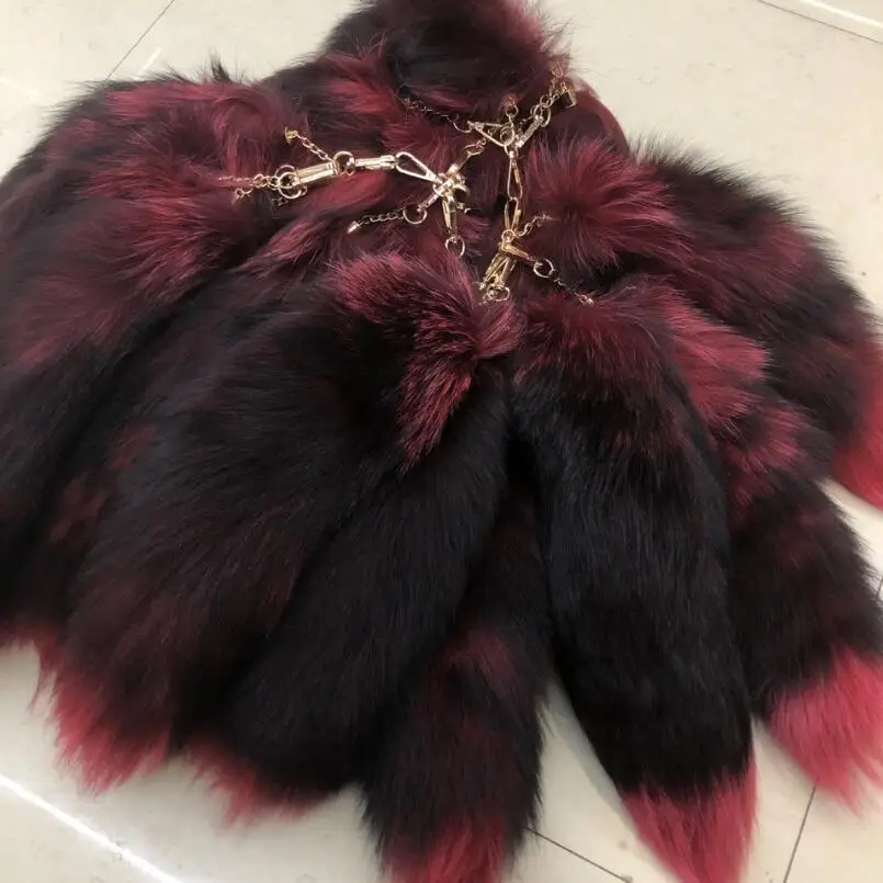 Cute Real Fox Fur Tail Keychain Plush Fluffy KeyChain Women Men Bags Charm Key Bags Holder Jewelry