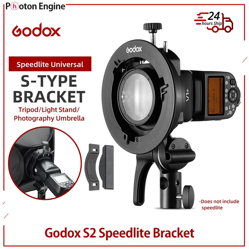 Godox S2 Bowens Mount Flash S-type Holder Bracket for Godox V1 V860II AD200 AD400PRO Speedlite Flash Snoot Softbox