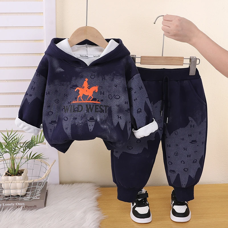 Corduroy Pant Warm - Children Boys Winter Sweatshirts Sets Plus