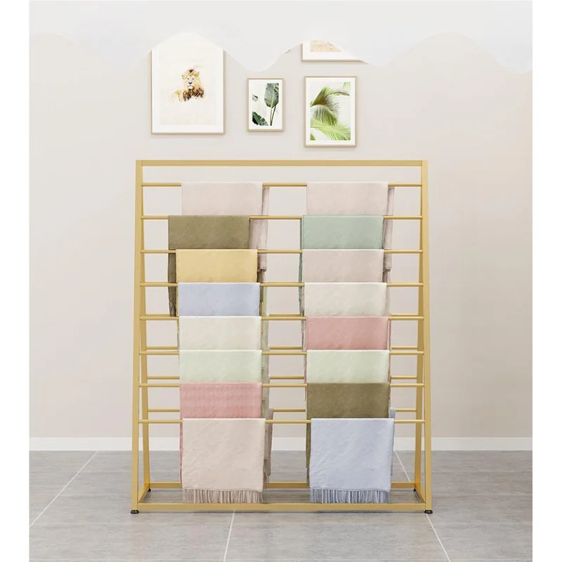 custom，Floor scarf display rack cloth towel rack wrapping paper storage display rack double-sided middle island shelf silk scarf