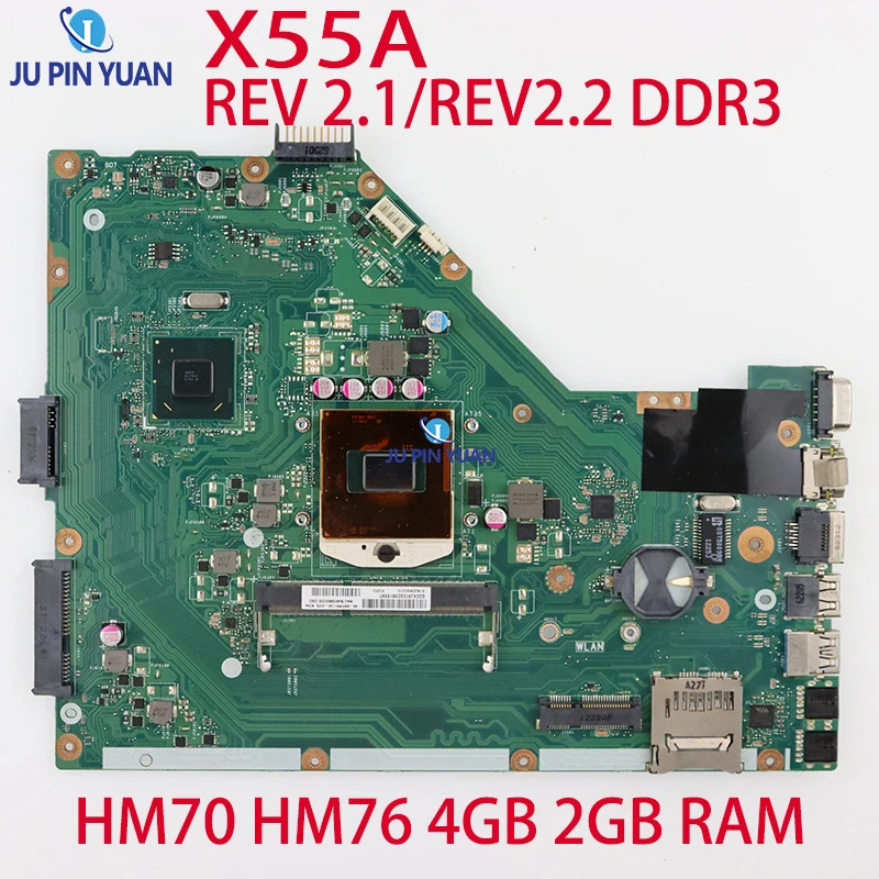 

X55A Laptop Motherboard HM70 CPU for free Suitable For ASUS X55A Original Motherboard Mainboard REV 2.1 DDR3