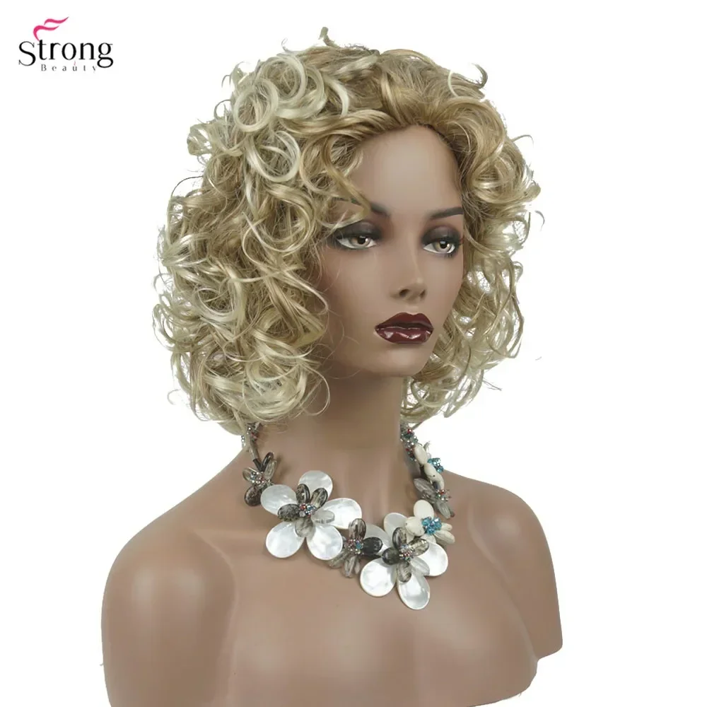 

StrongBeauty Synthetic Hair Wig for WomenNatural Medium length Curly Hair Blonde/Black Wigs Capless