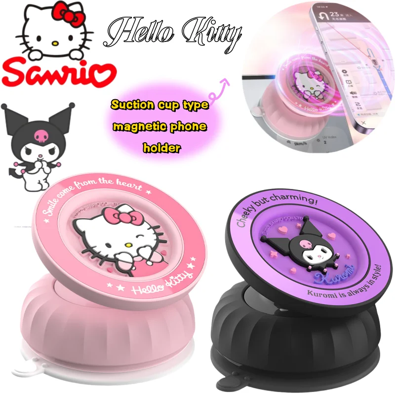 

Sanrio Hello Kitty kuromi Magnetic Phone Holder Creative ins High Value DIY Anime Two-Dimensional Car Vacuum Suction Cup Holder