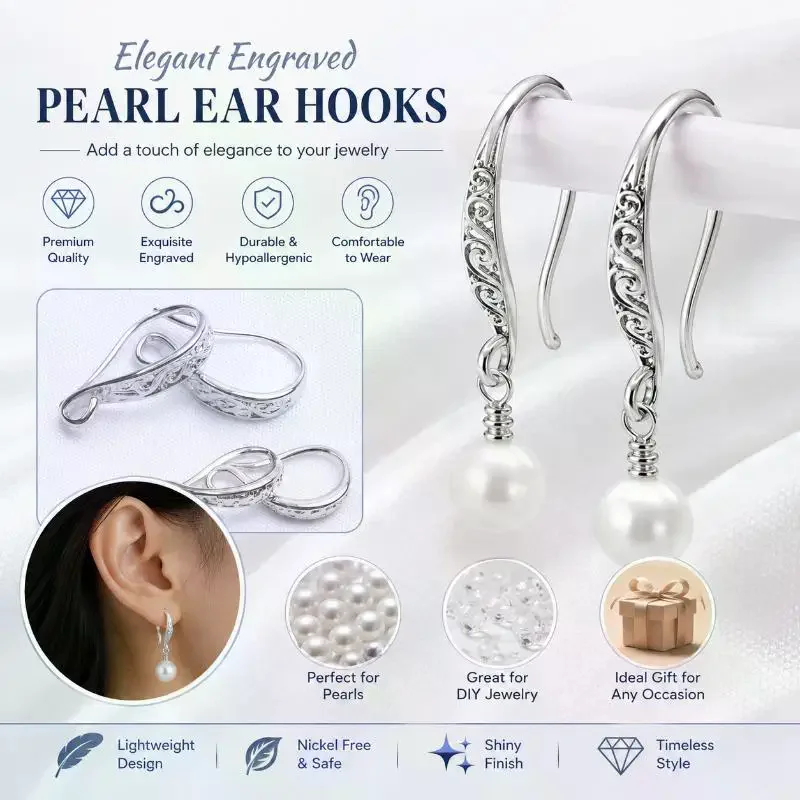 4PCS Brass Print Earring Hook Ear: Wire Making Hooks DIY Accessories