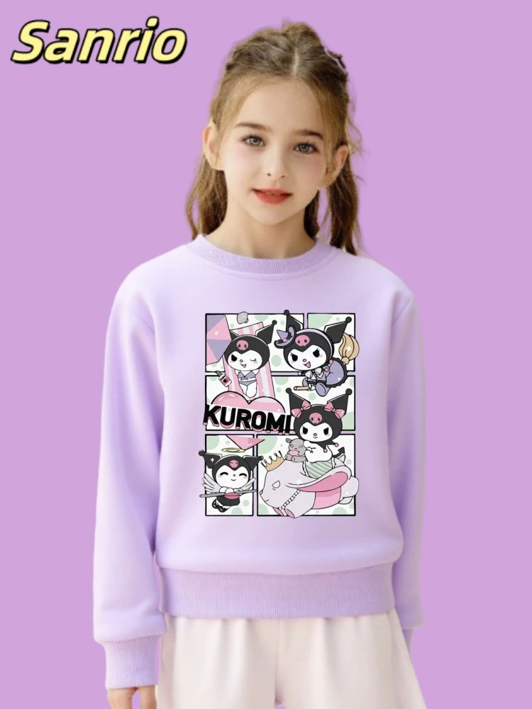 

Sanrio Autumn Baby Girls Clothes Kid Cartoon Kuromi Printed Sweatshirts Children Cute Pullover Long Sleeve T-shirts Top