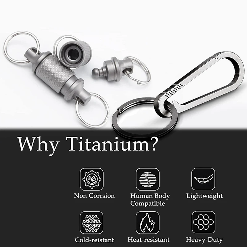 Imagem -02 - Liberação Rápida Keychain Conjunto com Carabiner Titanium e Chaveiros-advanced Titanium Clipe Giratório de Rotação de 360 Graus