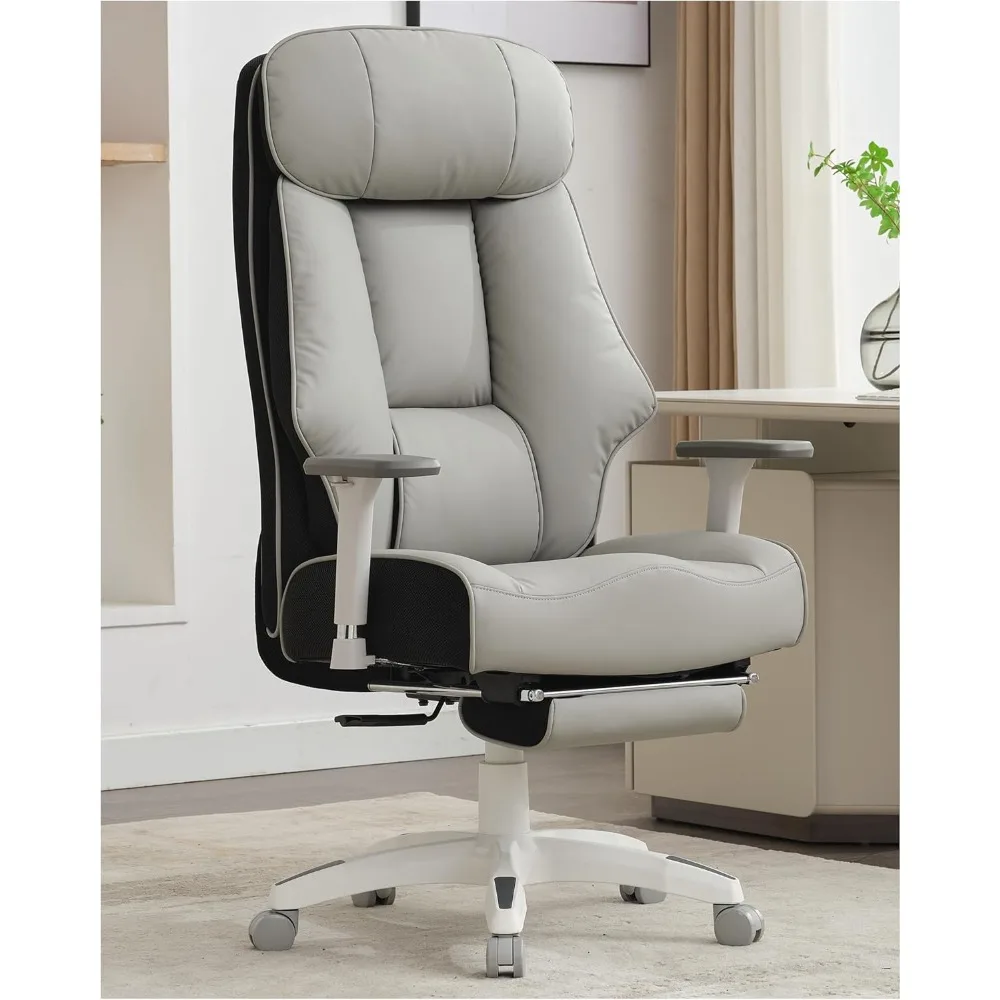Kursi kantor ergonomis dengan sandaran tinggi untuk orang besar dan tinggi, menopang hingga 400 lbs dengan sandaran kaki dan bantalan pegas ekstra tebal