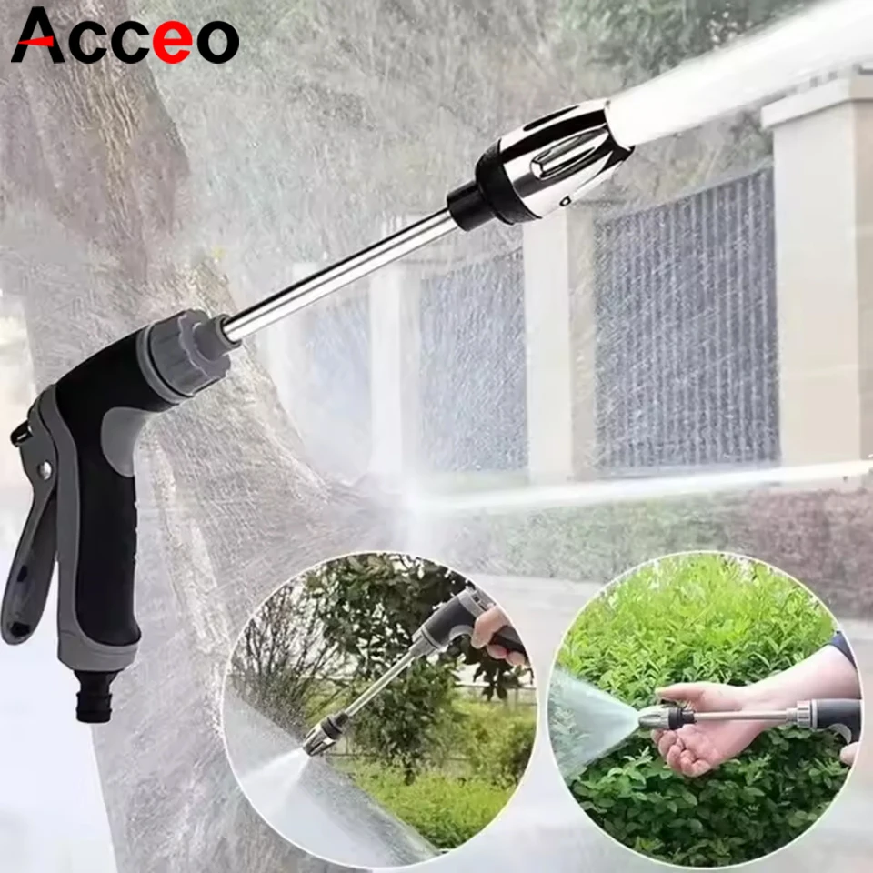 Car Wash Foam Gun High Pressure with Long Handle Adjustable Nozzle for Cleaning Watering Tire Inflation Includes Foam Cannon