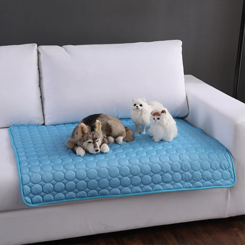 Pet Mat Summer Heat Relieving Cat and Dog Sofa Mat Supplies Cool Mat Ice Silk Cold Feeling Nest Mat Breathable Dog Cooling Mat