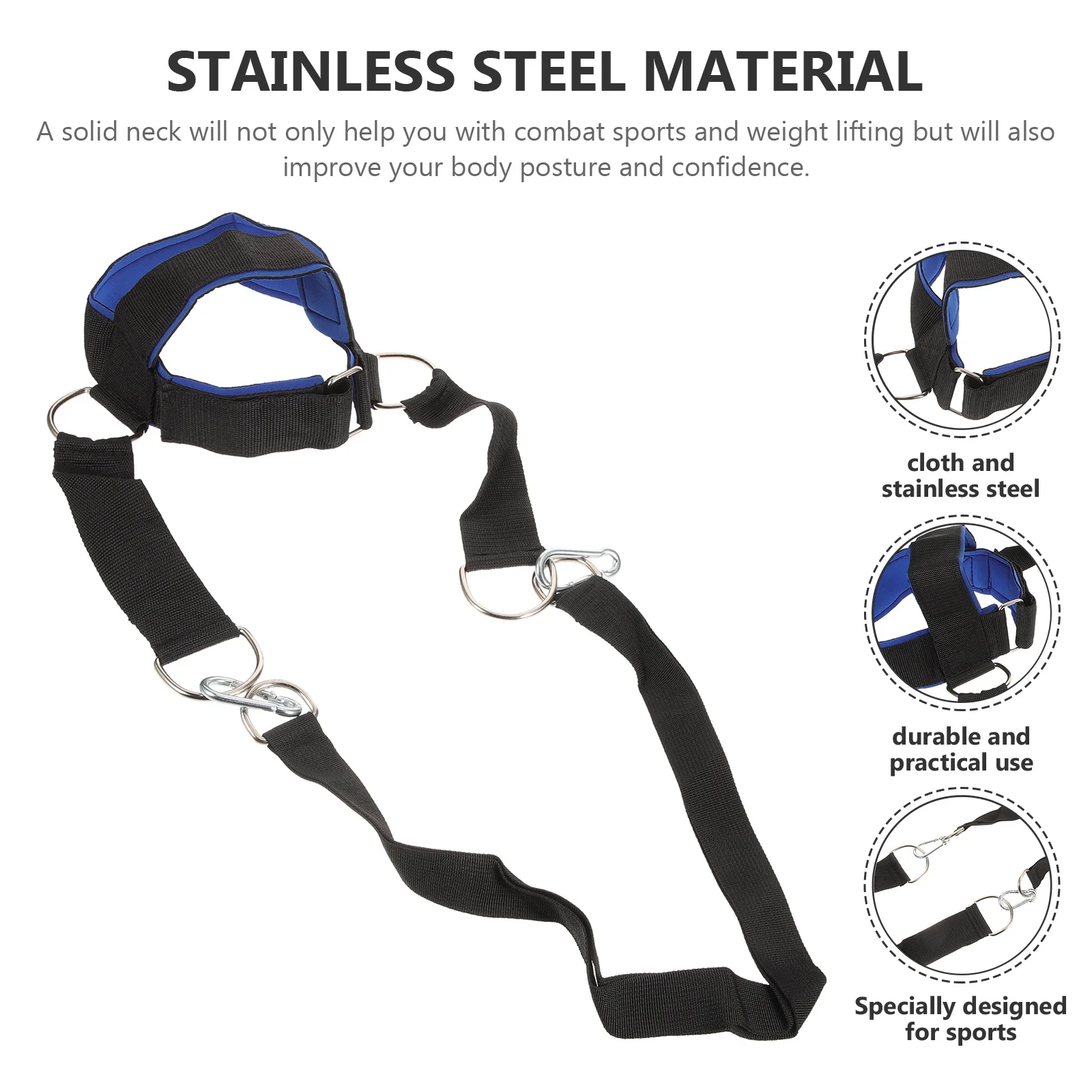 

Neck Training Equipment Heavy Duty Stainless Steel Premium Cloth For Upper Back Muscle Exercise Head Neck Trainer Fitness