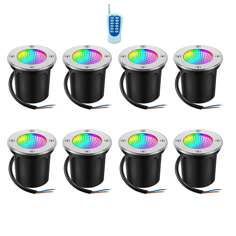 With Remote IP67 Waterproof LED RGB 7 Colors Garden Underground Lamps 10W 15W Outdoor Buried Garden Path Spot Recessed Lighting