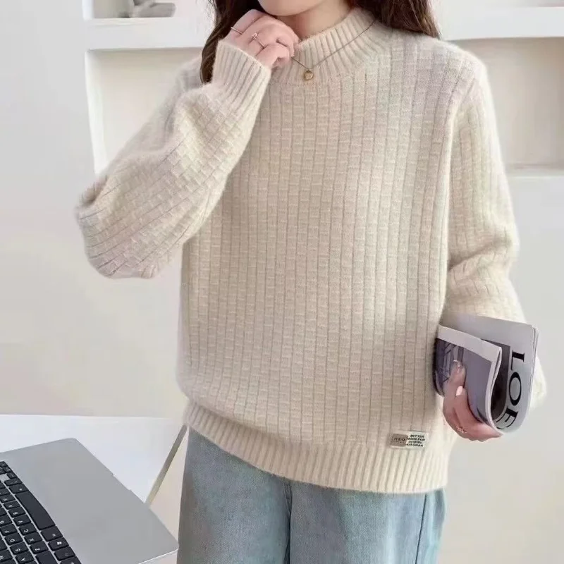 Suave fengsen macio glutinoso meia gola alta camisola de malha feminina outono inverno engrossado cor sólida topo