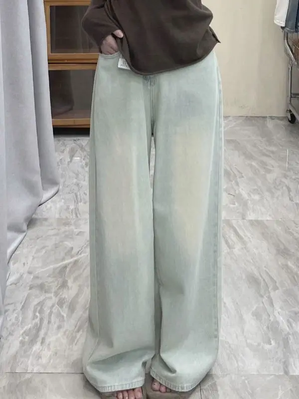 

Flared Jeans Woman Trousers Solid Color Korean Denim High Waist Y2K Fashion Stretch Casual Style Street Loose Baggy Autumn