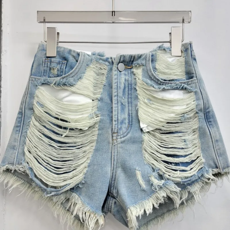 

Hole denim shorts for women's summer new high waisted jeans pants