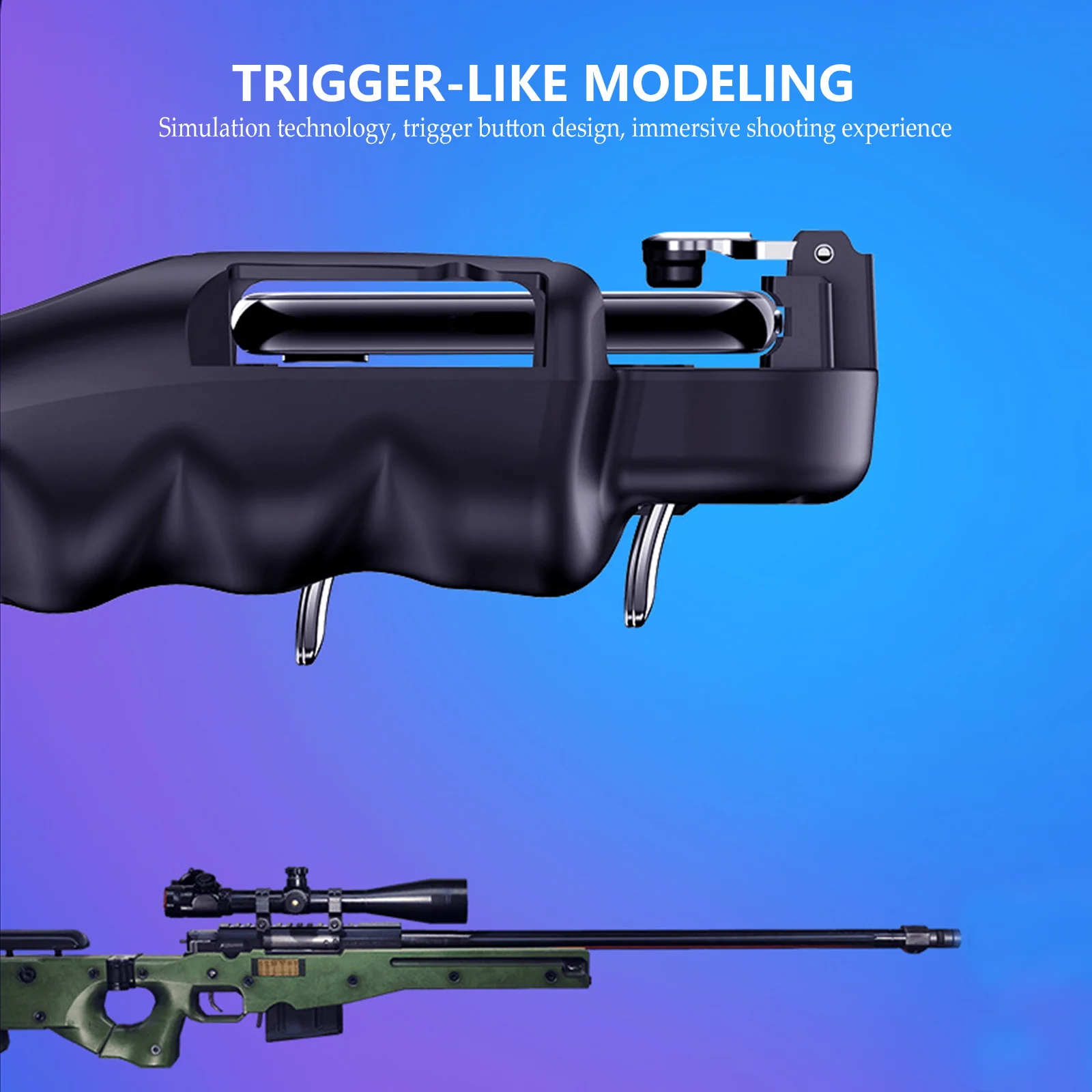 

Professional Mobile Game Controller Ergonomic Handle Anti-Slip Design Six-Finger Linkage Easy Control No View Block Charging