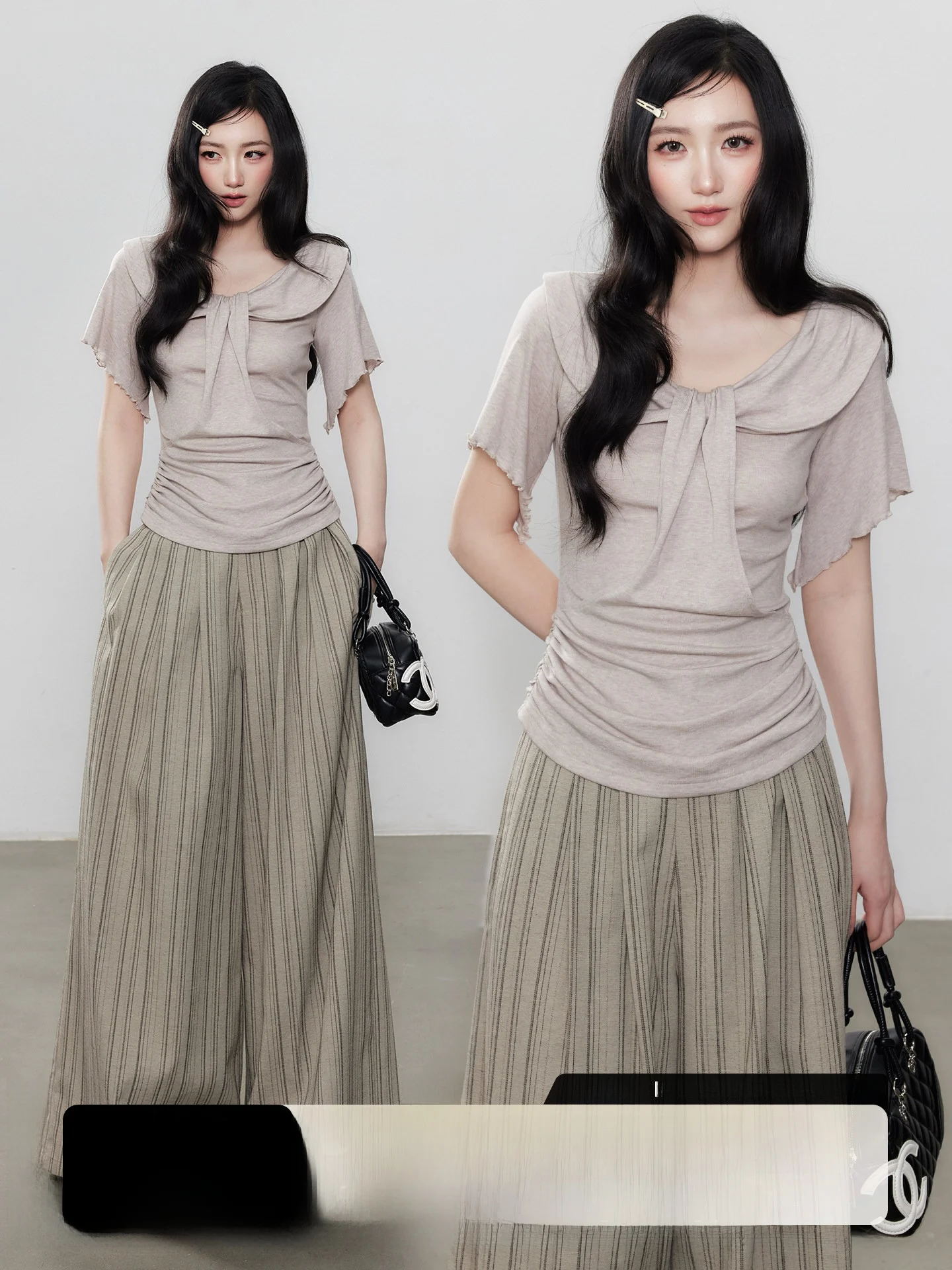 

Женский трикотажный топ Yuzhi в повседневном стиле, приталенный, с коротким рукавом, с воротником-стойкой и эффектом утяжки на талии, в стиле Регенси