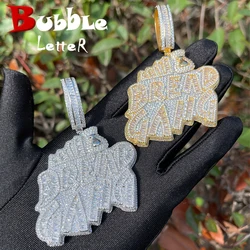 Bubble Letter Iced Out Pedant Bread Gang Necklace for Men Cubic Zirconia Baguette Double Color Hip Hop Jewelry