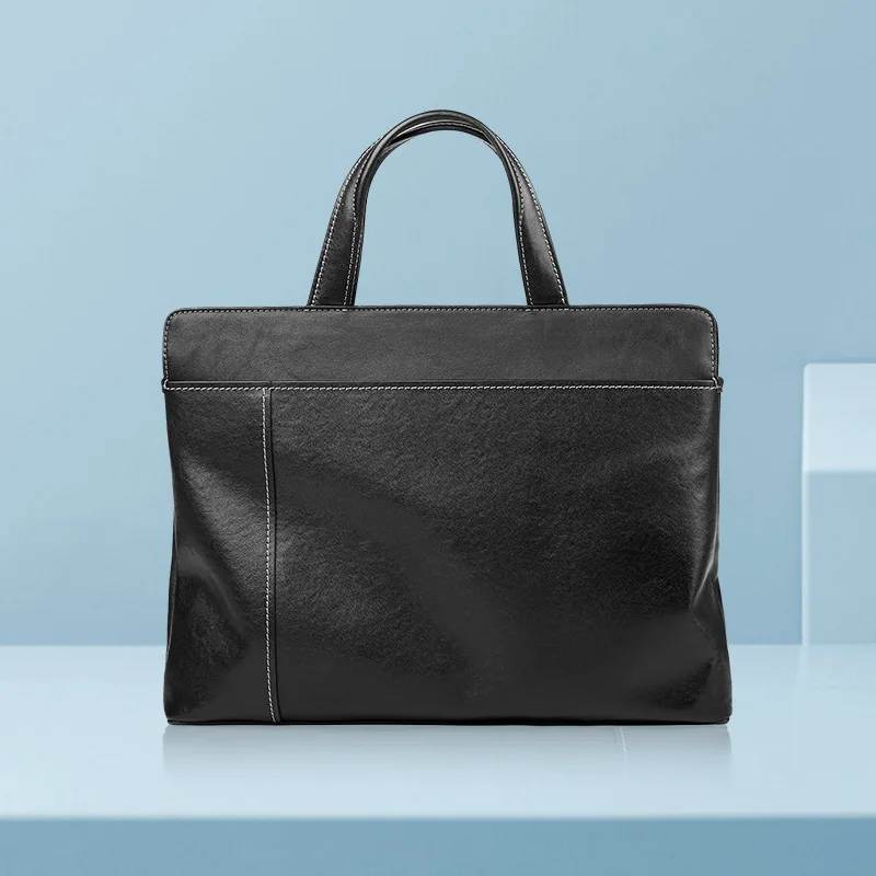 Briefcase Genuine Messenger Men Leather Horizontal Handbag Large Capacity Computer Business Casual Cowhide Men's Shoulder Bag