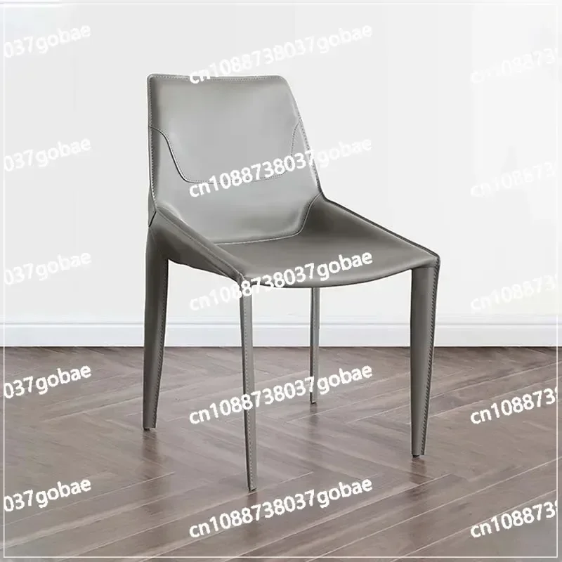 Minimalist Dining Chair Saddle Leather Modern Style Single Chair Restaurant