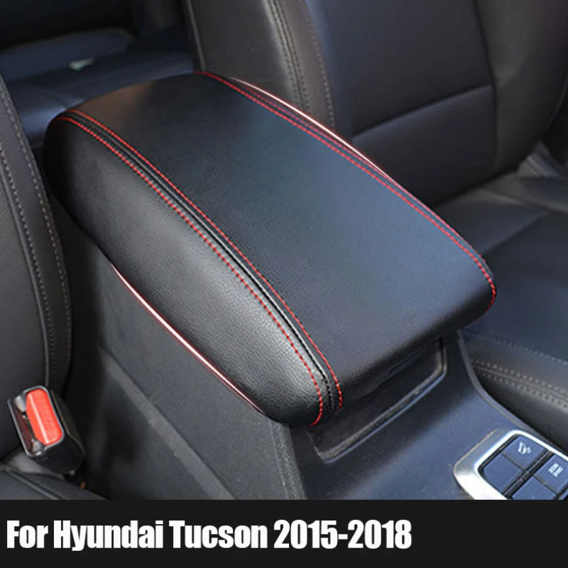 For Hyundai Tucson 2015-2018 Car Central Armrest Box Cover Protective Pu Leather Cover Car Interior Accessories