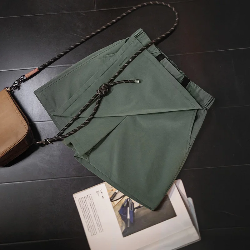 Women's Lightweight Hiking Skort Shorts - Green A-Line with Elastic Waist